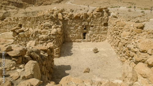 part of the building ruins at qumran in israel