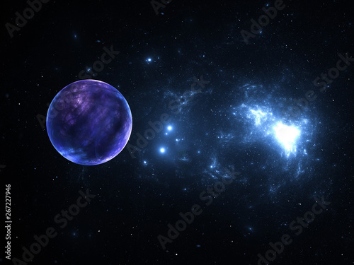Starfield, stars and space dust scattered throughout a vast universe. Alien Planet Illustration, cosmic abstract artwork. Infinite endless space, interplanetary travel deep space exploration
