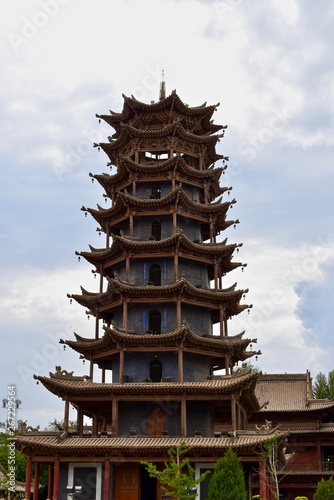 Wooden pagoda temple in Zhangye, built in 588 A.D., Gansu province, China