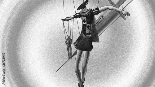 Junkie in the hands of the demon sketch 3d render