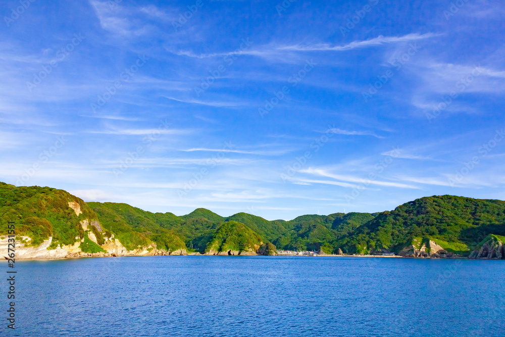 伊豆半島西海岸妻良漁港の風景、静岡県南伊豆町にて