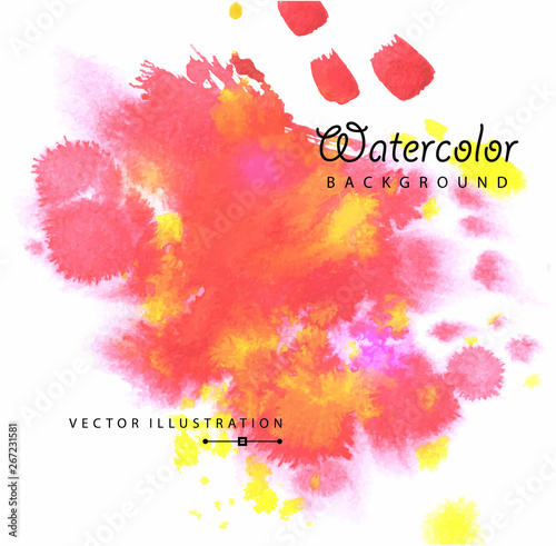 Watercolored splash blot in red color. Vector illustration.
