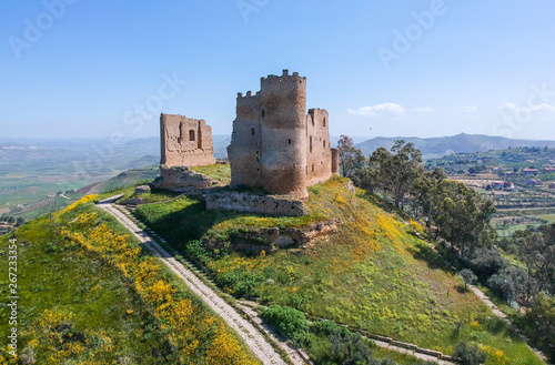 Sicilian castles. Mazzarino Medieval Castle. Aerial view