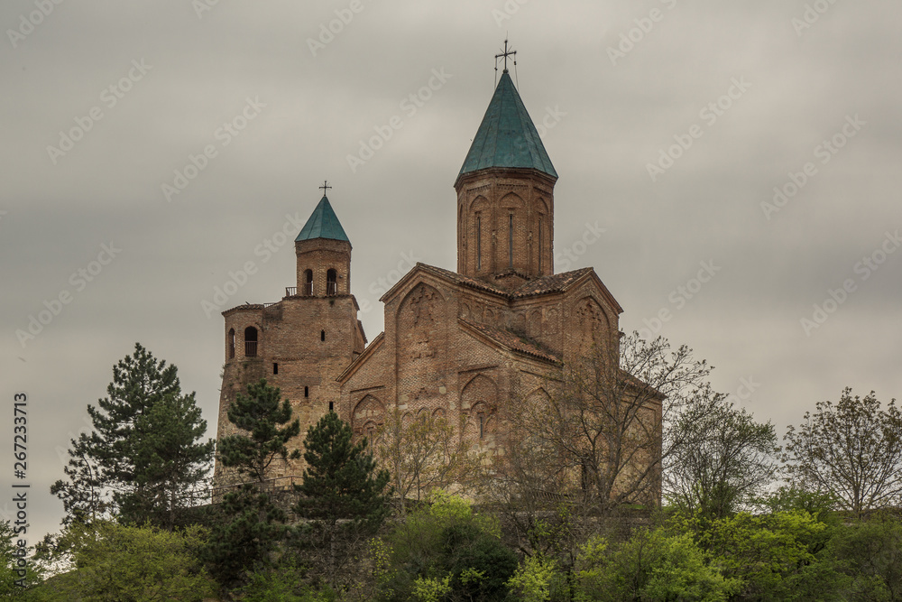 orthodox church with grey sky background