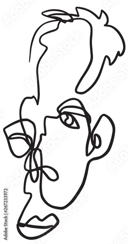Abstract One Line Human Head Face Vector Illustration