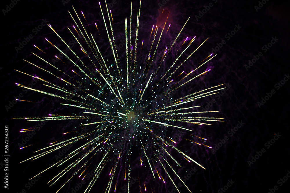 Fireworks in the night sky over the city Fireworks in the night sky over the city
