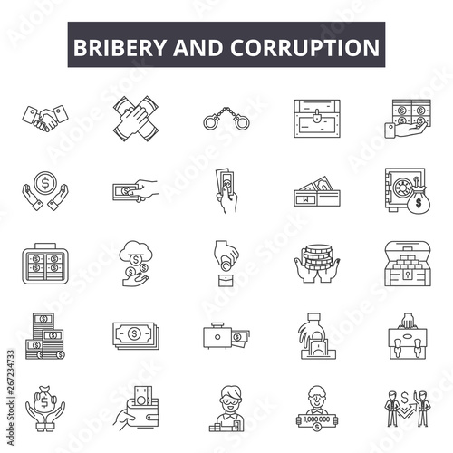 Bribery and corruption line icons, signs, vector set, outline concept, linear illustration