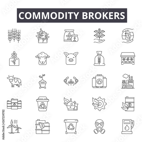 Commodity brokers line icons, signs, vector set, outline concept, linear illustration