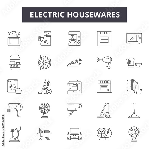 Electric housewares line icons, signs, vector set, outline concept, linear illustration