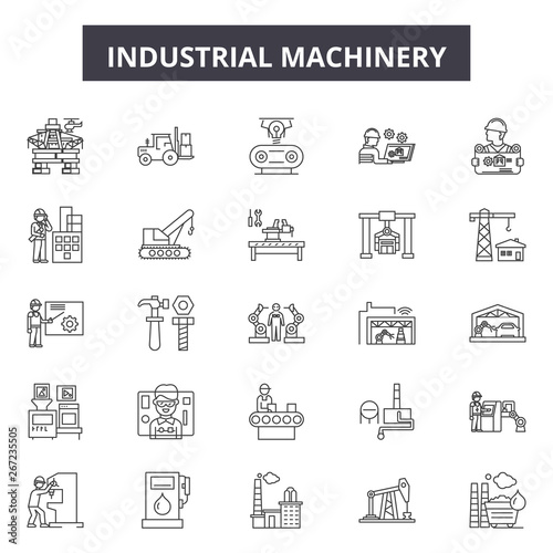 Machinery machinery line icons, signs, vector set, outline concept, linear illustration