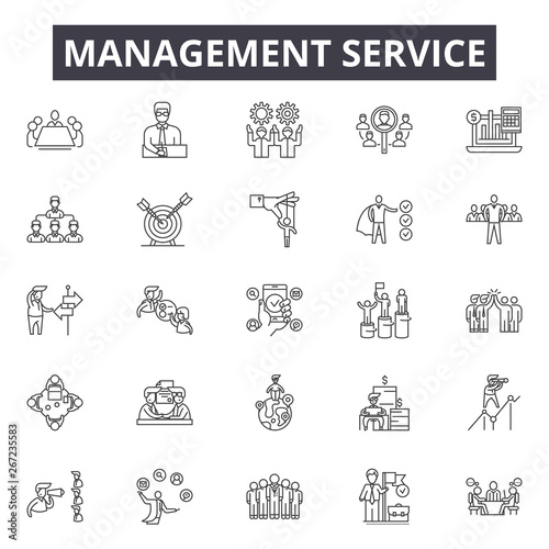 Managment service line icons, signs, vector set, outline concept, linear illustration