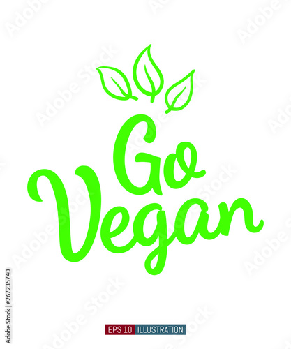 Vegan slogan. Go vegan lettering. Template for your t-shirt, banner, card and other design works. Vector illustration.
