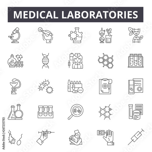Medical laboratories line icons, signs, vector set, outline concept, linear illustration