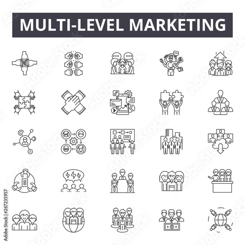 Multi-level marketing line icons, signs, vector set, linear concept, outline illustration