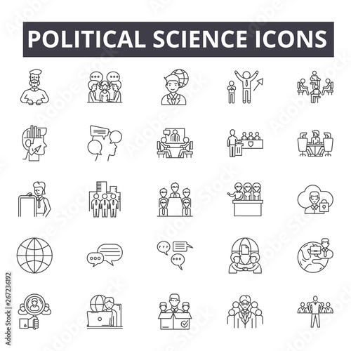 Political science line icons, signs, vector set, outline concept, linear illustration