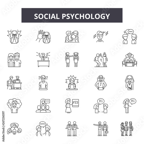 Social psychology line icons, signs, vector set, outline concept, linear illustration