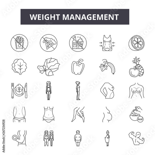 Weight management line icons, signs, vector set, outline concept, linear illustration