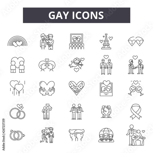 Gay line icons, signs, vector set, outline concept, linear illustration