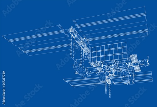Fototapeta Naklejka Na Ścianę i Meble -  Abstract Spaceship Outline. Vector