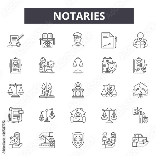 Notaries line icons, signs, vector set, outline concept, linear illustration