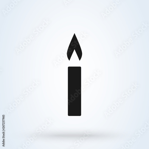candle light burn flat style. icon isolated on white background.  illustration