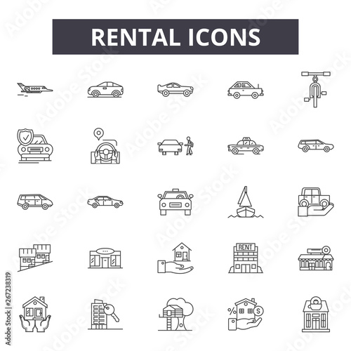 Rental line icons, signs, vector set, outline concept, linear illustration