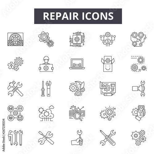 Repair line icons, signs, vector set, outline concept, linear illustration