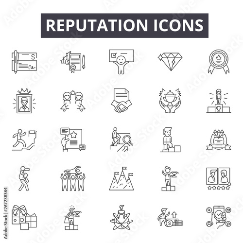 Reputation line icons, signs, vector set, linear concept, outline illustration