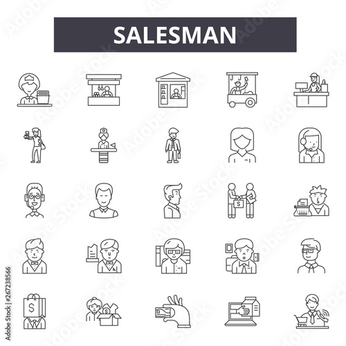 Salesman line icons, signs, vector set, outline concept, linear illustration