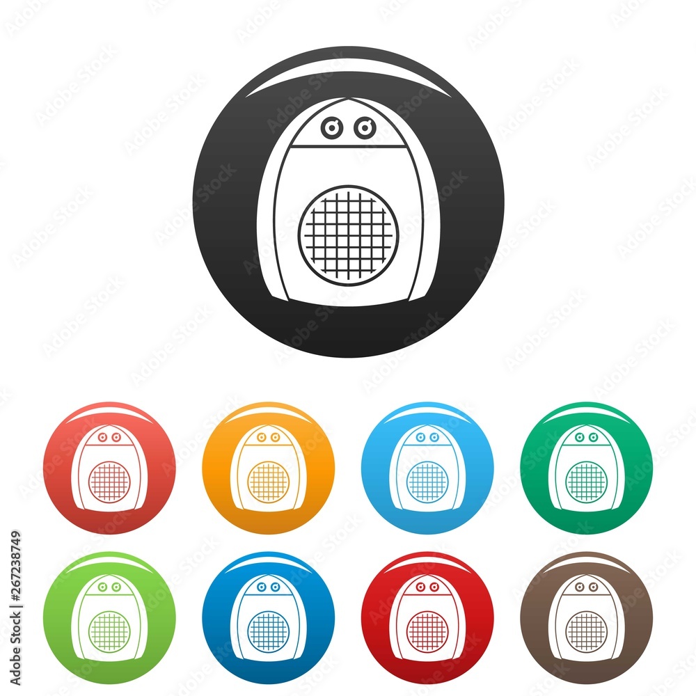 Obraz premium Home heater fan icons set 9 color vector isolated on white for any design