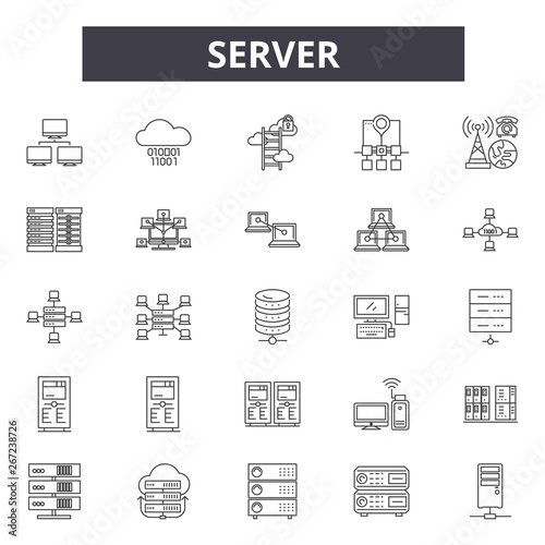 Server line icons, signs, vector set, outline concept, linear illustration