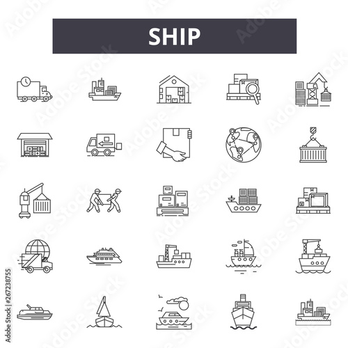 Ship line icons, signs, vector set, outline concept, linear illustration