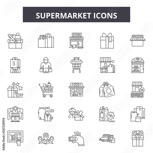 Supermarket line icons, signs, vector set, outline concept, linear illustration