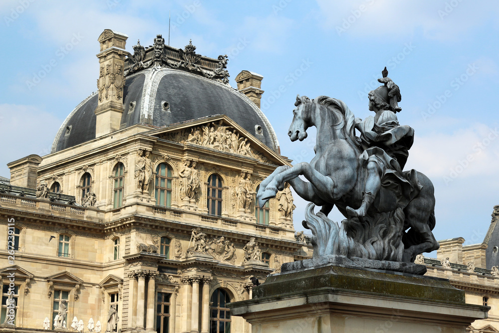 Louvre Museum and equestrian statues of Louis XIV
