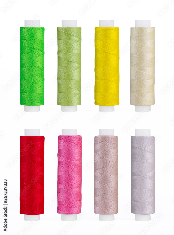 Set of sewing thread coils, miscellaneous colours, isolated on white Set of sewing thread coils, miscellaneous colours, isolated on white
