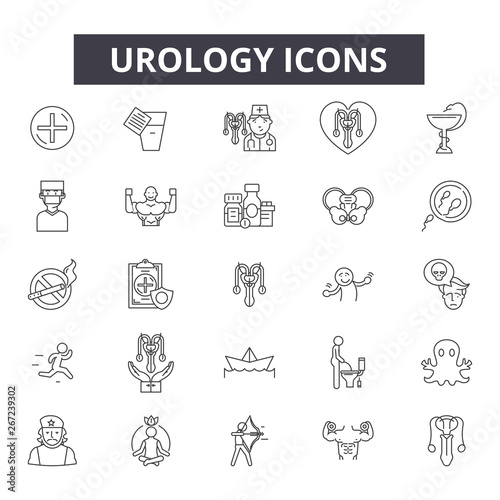 Urology line icons, signs, vector set, outline concept, linear illustration