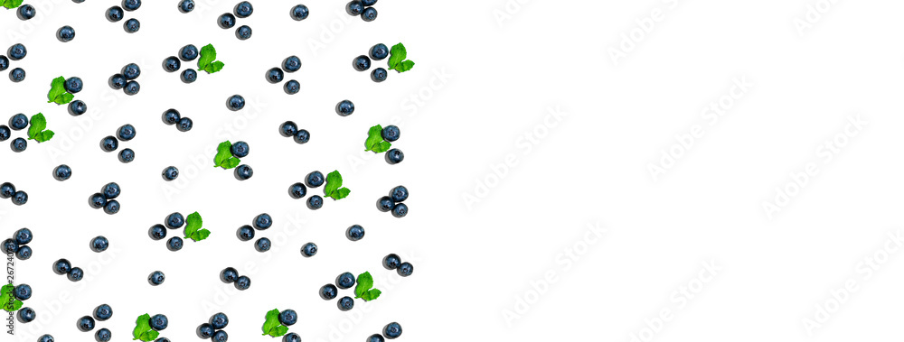 Blueberries with mints overhead view flat lay Blueberries with mints overhead view flat lay