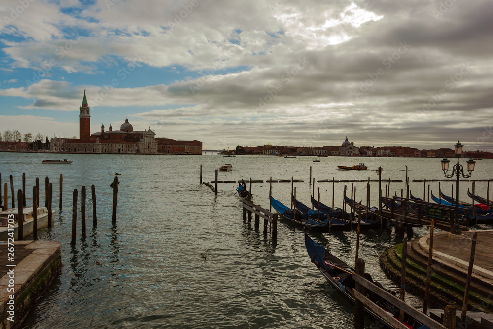 Tranquil Afternoon Scene at the Riverbanks of Piazza San Marco (St Mark's Square) in Venice, Italy