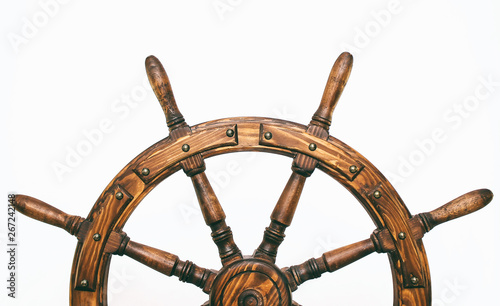 Steering hand wheel ship on white background
