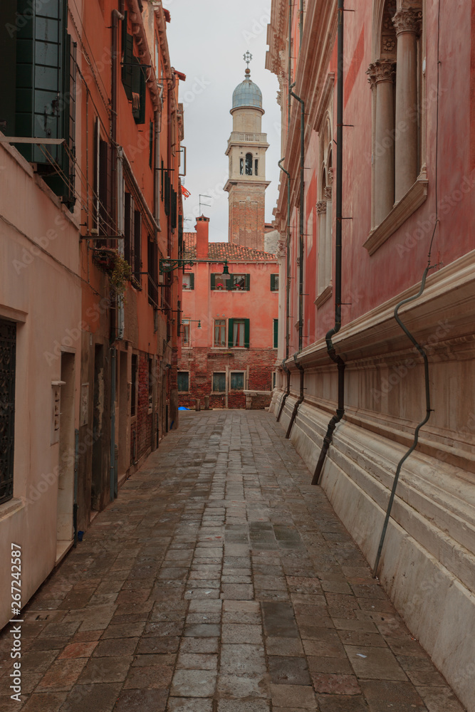 Narrow Walkway in the City Center of Venice,Italy - No People