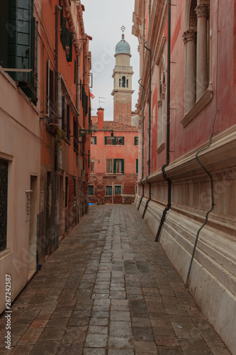 Narrow Walkway in the City Center of Venice Italy - No People