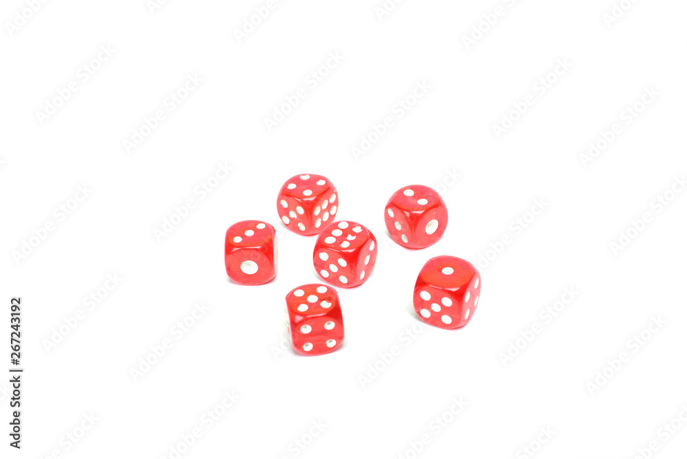 Many Red Dice isolated on white background Many Red Dice isolated on white background
