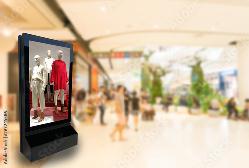 Marketing and advertisement concept digital signage billboard clothes fashion lifestyle for your text message or media content in department store shopping mall