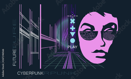 Cyberpunk. Dark future art. Futuristic night city. Game art concept