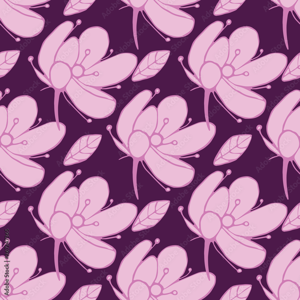 seamless vector pattern with abstract plants 