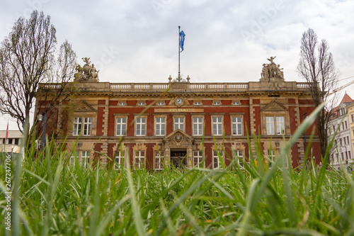 GÖRLITZ, GERMANY - April, 2019: The building of the city post office, a monument of historic architecture near the town square Postplatz, Saxony, East Germany, the border with Poland photo