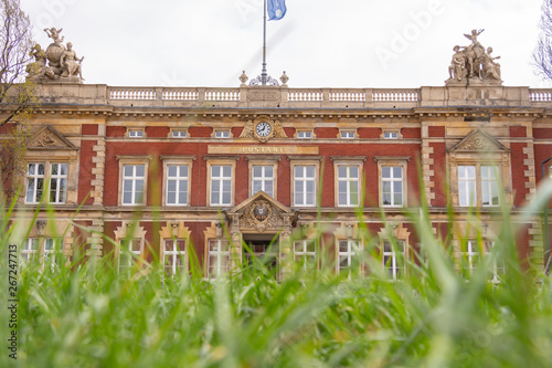 GÖRLITZ, GERMANY - April, 2019: The building of the city post office, a monument of historic architecture near the town square Postplatz, Saxony, East Germany, the border with Poland photo