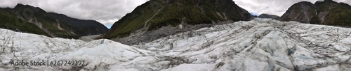 Panorama of Fox Glacier in New Zealand 
