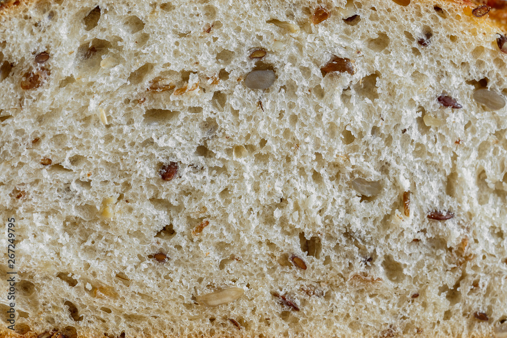 Bread with seeds in the cut