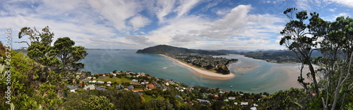 Panorama of Tairua in New Zealand from high view point 